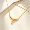 Collar de Cobre Chapado en Oro con Circonita, Cadena de Clavícula Femenina de Doble Anillo Incrustada con Diamantes, Diseño de Nicho, Joyería de Plata de Estilo Minimalista