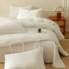 Conjunto de quatro peças em algodão puro tingimento natural com amarração em cordão, estilo hotel classe A, jacquard simples, branco natural, conjunto estilo B&B