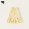 Ropa para Niños Yingsibo Vestido para Niñas Falda Bordada para Niños Vestido Chaleco a Cuadros Vestido sin Mangas para Niñas con Lazo