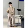 Roupa Infantil Meninos Roupa de Outono Terno de Lã 2026 Novo Estilo Primavera e Outono Crianças de Meia-idade e Mais Velhas Lindo Menino de Outono Moda Tendência