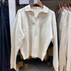 Polo Casual de Algodón Suave para Mujer con Cuello Polo Rayado Tejido/Suéter Suéter Top E476973/476548