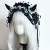 Accesorio para el cabello de cuerno de diablo rojo oscuro para niña Gothic Lolita, tocado de disfraz de Halloween para cosplay, diadema de alta gama para mujer