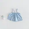 Dianxi Bebê Verão Novo Estilo Doce Estampa Floral Alças Camisa Boneca para Bebês Meninas Finos Elegantes Shorts Jeans