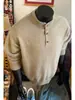 Suéter Estilo Old Money Cuello Henry para Hombre Primavera y Otoño Holgado Moderno Tejido de Punto Pesado Marca de Tendencia Chaqueta Juvenil de Gama Alta