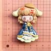 Vestido de princesa de bola de dibujos animados grande niña hecho a mano diy pegamento crema funda de teléfono joyería resina accesorios paquete de material