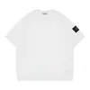 Camiseta de Punto de Color Sólido Clásico con Insignia, Cuello Redondo, Manga Corta para Hombres y Mujeres, Estilo Pareja, Tejido de Punto de Moda de Comercio Exterior Transfronterizo
