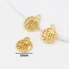Colgante de Protección de Color Chapado en Oro de 14K con Círculo y Carácter de Fortuna Accesorio de Joyería Hecho a Mano DIY Colgante de Fortuna Dorado Pequeño Encanto D105
