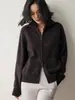 Cardigan de Tricô de Caxemira com Zíper e Gola Alta para Outono e Inverno, Solto, Suave, Estilo Preguiçoso, Cor Sólida, Casaco Feminino Versátil