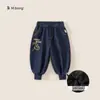 Ropa Infantil Bonsun Pantalones Jogger de Invierno Nuevos Estampados para Niños con Forro Polar Integrado Jeans Gruesos para Niños Pequeños