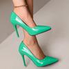 Comércio Exterior Saltos Altos Coloridos Transfronteiriços 2025 Novos Sapatos Femininos Primavera e Outono Cor Sólida Bico Fino Boca Rasa Tamanho Grande Sapatos Femininos Atacado