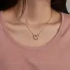 Collar de Princesa Civil Niche Corazón Hueco para Mujer Estilo Ins Japonés y Coreano Diseño Simple Cadena para Clavícula Falda