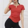 Camiseta de bádminton de verano de secado rápido para mujer, camiseta de manga corta con cuello en V, seda de hielo para Pilates, entrenamiento, fitness, yoga