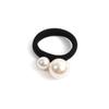 Francés Simple Elegante Anillo para el Cabello de Perlas Lazo Negro Diadema Elegante Atmosférico Combinable Banda de Goma Coleta Adorno para la Cabeza