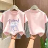 Camiseta para niña para primavera y otoño, manga larga combinada, nueva y elegante camiseta de otoño para niños 2026, camiseta básica de algodón puro para bebés