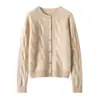 Cárdigan de Punto de Cachemira Retro Casual Nuevo 25 Otoño e Invierno para Mujer Reductor de Edad Suéter Holgazán Chaqueta Cuello Redondo con Botones