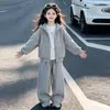 Conjunto Informal de Terciopelo para Niña Grande de Invierno Ropa Infantil Niñas Sudadera con Capucha Pantalones Informales Ropa Deportiva Conjunto de Dos Piezas