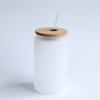 Transferência térmica cor fosca fundo gradiente vidro Cola Cup tampa de bambu sippy copo sublimação Cola jarra copo de vidro