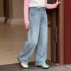 Pantalones para Niñas Colección Otoño 2026 Pantalones Largos Infantiles para Niños Mayores Pantalones de Pierna Ancha para Niñas Estudiantes de Secundaria Jeans de Pierna Recta Modernos