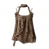 Chiffon Forrado Ligeiramente Transparente Estampa de Leopardo Retrô Camisole Elegante para Mulheres Verão Estilo Europeu e Americano Transfronteiriço Top Solto