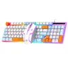 Teclado Raiku Lei Kui T28 de Membrana con Perilla Cableado con Retroiluminación Tricolor y Tacto Mecánico para Uso en Escritorio de Computadora