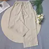 Pantalones Casuales de Cáñamo, Transpirables y Cómodos, Adecuados para el Trayecto Diario, Pantalones de Pierna Ancha, Cintura Alta, Caída Artística, Pantalones Largos, Cintura Elástica, Pantalones de Pierna Recta