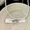 Collar de Mariposa de Perlas de Doble Capa de Moda Versátil para Mujer Accesorios de Collar de Lujo Ligero de Alta Gama Cadena para Clavícula con Perlas Xiaomi