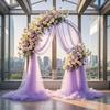 Véu de gaze transfronteiriça haste véu de véu de festa de casamento ao ar livre decoração de local de fundo de casamento arco de casamento cadeira malha