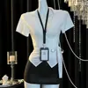 Nuevo Conjunto de Falda Bodycon Ajustado al Cuerpo con Escote en V Sexy de Sirvienta, Uniforme de Secretaria Estilo OL Tentación