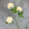 Flor de Simulación Crisantemo Pingpang de Tres Cabezas Bola de Crisantemo Floración Completa Multicolor Boda Decoración del Hogar Hortensia Flor Falsa Adorno