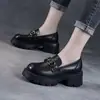 Mocasines de Plataforma con Suela Gruesa para Mujer Otoño 2026 Nuevo Estilo Británico Suela Suave Antideslizantes Zapatos Pequeños de Piel para Personas Bajas Retro Zapatos de Vestir