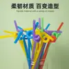 Canudos embalados individualmente, coloridos, flexíveis e artisticamente desenhados; canudos extra-longos para milk tea e outras bebidas; adequado para uso comercial