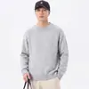 Suéter de malha masculino, novo estilo outono/inverno, gola redonda, caimento solto, design clássico e sofisticado, cor sólida, pulôver, casual e versátil, moderno