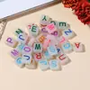 Miçangas de Acrílico Quadradas com Duas Furações para Letras, 8mm, Miçangas Soltas, Miçangas Transparentes de Cor Sólida, Materiais para Pulseiras de Miçangas Feitas à Mão DIY