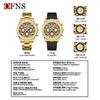 Reloj de Cuarzo Ofns Reloj de Moda de Tres Ojos Seis Agujas para Hombre Casual con Banda de Acero Reloj de Negocios Resistente al Agua Patrón de Tigre Reloj de Hombre
