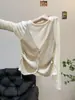 Top de malha retrô color-block de outono, com design falso de duas peças, cintura com cordão para efeito emagrecedor e mangas compridas - uma peça deslumbrante