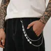 Cadena de pantalón de moda irregular con perlas empalmadas al por mayor, cadena de caja de metal, cadena de cintura punk personalizada