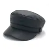 Comércio Exterior Feito Sob Medida Couro PU com Zíper Chapéu de Pescador Chapéu Balde Cor Pura Placa Leve Boné de Baseball Topo Reto Boina Chapéu Militar