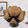 Sombrero de paja para mujer, vacaciones de verano, playa, protección solar, sombrero de playa grande, exterior, con lazo, sombrero de sol, venta al por mayor
