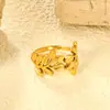 Anel Aberto Ajustável Personalizado Europeu e Americano Ins Acessível Luxo High-End Anel Assimétrico Anel de Ouro 18K Aço Inoxidável