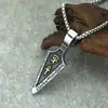 Estilo Ins Retro Europeo y Americano Ojo de Horus Lanza Ankh Colgante de Acero de Titanio Acero Inoxidable Flecha Collar de Moda para Hombre