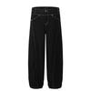 F9038 Retro Americano Calle Alta Unisex Moderno Gama Alta Diseño Negro Lavado Jeans Anchos Sueltos para Hombre