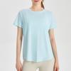 Camiseta Deportiva de Manga Corta de Secado Rápido para Mujer Chuanton, Holgada, Transpirable, Tejido de Malla, Sensación Fresca, Abertura Trasera, Top de Yoga para Verano