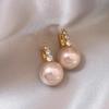 2025 Nuevo Estilo Caliente Cáñamo Gris Rosa Perla Aretes para Mujer Lujo Ligero Nicho Aretes de Alta Gama Accesorios Franceses para las Orejas