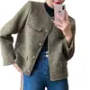 Otoño/Invierno 2026 Nuevo Estilo Pequeña Fragancia Verde Corto Moda Abrigo Moda Femenina Temperamento Holgado Chaqueta