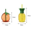 Fabricante de Origem Venda Quente Transfronteiriça Copo Descartável de Plástico com Canudo Copo em Formato de Fruta Venda Quente Copo com Canudo para Pet