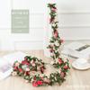 Flor Artificial Flor de Múltiplas Cabeças Rattan Flor Falsa Parede Tubo de Água Rattan Decoração de Vestir Arco de Casamento Decoração Enrolada Trepadeira de Rosa
