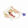 Broche Ins Exagerado Estilo Océano con Pez Tropical Pintado y Coral, Pin de Cinturón Dulce y Divertido con Elementos Marinos para Mujer