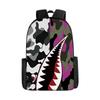 Mochila de estudante de tubarão de correspondência de cores de camuflagem transfronteiriça Impressão digital de grande capacidade Cartoon Anime Mochila Mochila