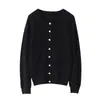 Cardigan de Cashmere Feminino Gola Redonda Manga Longa 2024 Outono Inverno Novo Peça Versátil Macia Amiga da Pele Jaqueta Solta