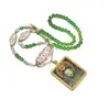 Colgante Thangka Dorado de Colores Pintado a Mano Zorro de Nueve Colas Hada Zorro Thangka de Tara Verde Collar Amuleto de Buda Portátil Venta al por Mayor
